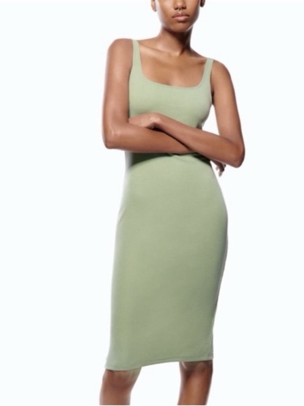 NWOT Zara Bodycon Midi Dress in Sage Green